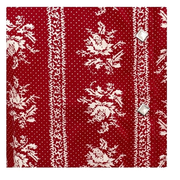 Wrangler Vintage Women's Red and White Floral Rodeo Pearl Button Top Size Medium - Picture 4 of 13